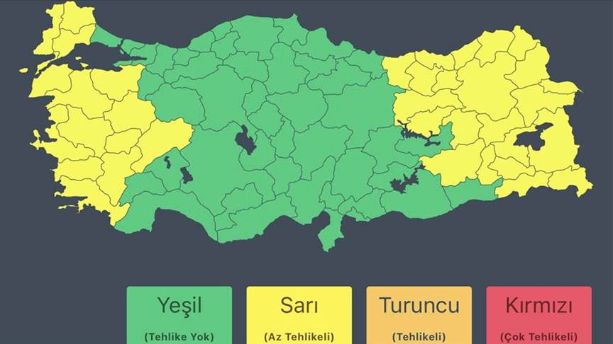 36 il için "sarı" kodlu meteorolojik uyarı
