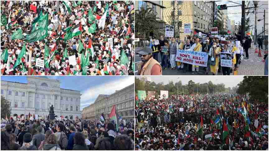 Birçok ülkede Filistin'e destek gösterileri düzenlendi