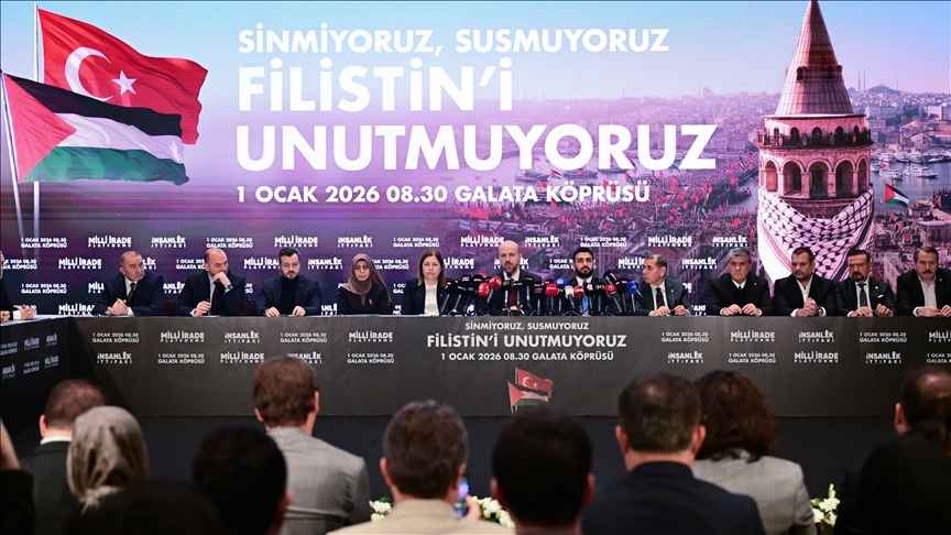 Galata Köprüsü'nde 1 Ocak'ta düzenlenecek Filistin eylemi için ortak çağrı