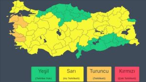 İçişleri Bakanlığından 52 il için sarı, 4 il için de turuncu kodlu meteorolojik uyarı