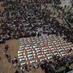 İsrail'in Gazze'ye saldırısından 3 yıl sonra enkazdan çıkarılan 112 Filistinli için cenaze töreni düzenlendi